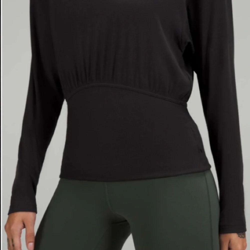 Lululemon Athletica Black Ribbed Modal Silk Blend Long Sleeve Shirt Size 10
